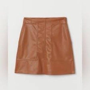Brown Faux Leather Skirt